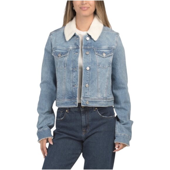 PAIGE Sherpa Collar Relaxed Fit Vivienne Cropped Jacket - Picture 1 of 2